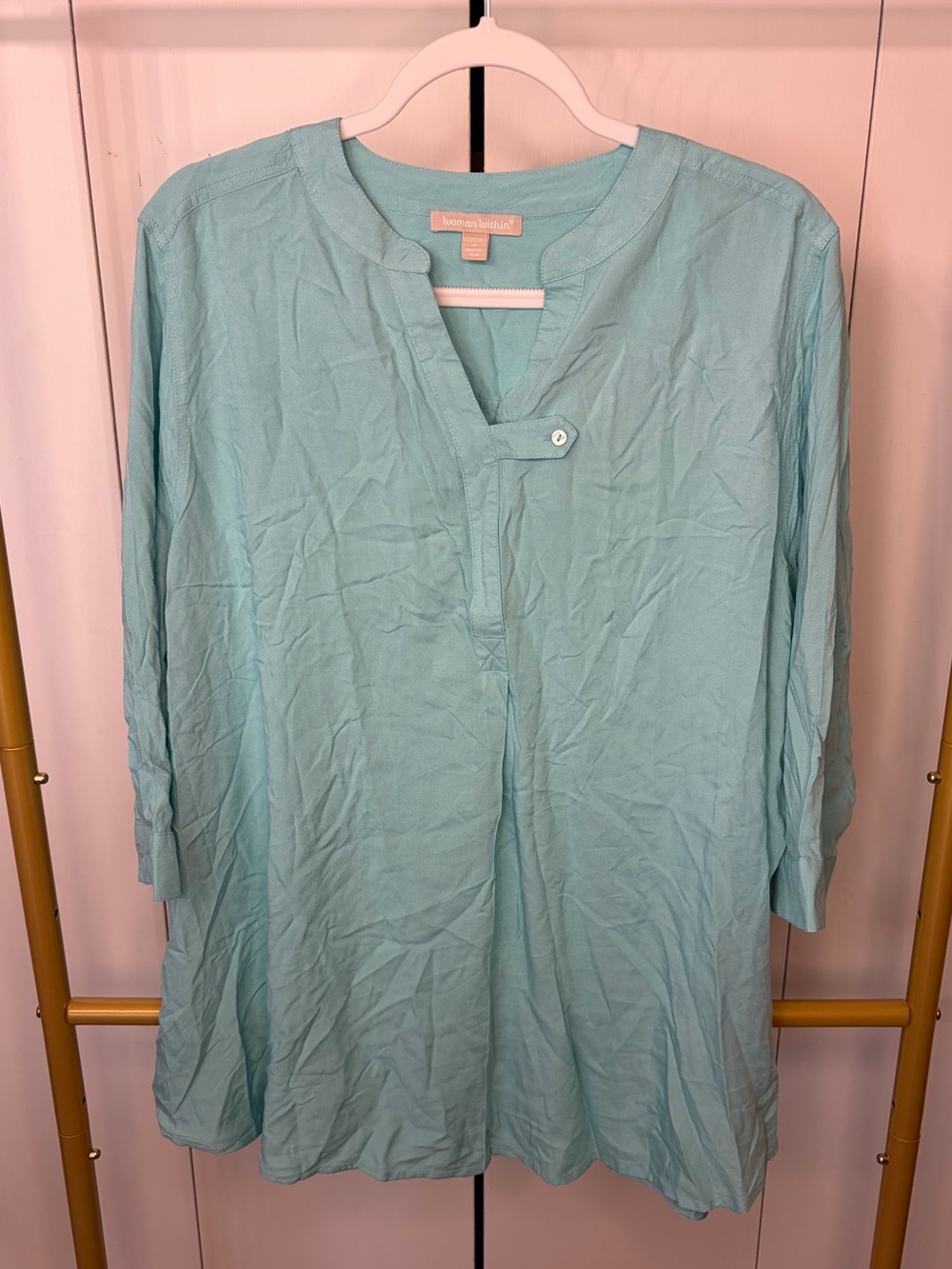 Teal V-Neck Blouse